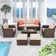 Wicker 7 - Person Patio Conversation Sets with Cushions