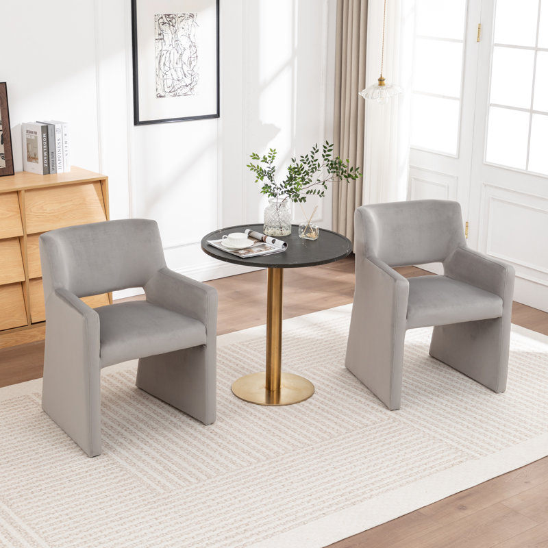 Chaise rembourrée en velours Hambrook, Gris