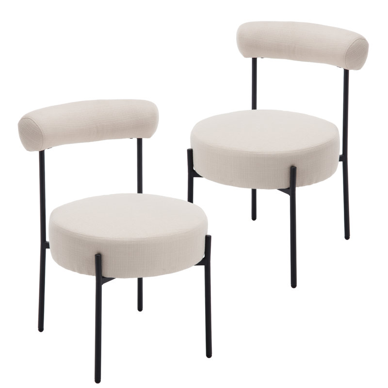 Chaise de salle à manger rembourrée en métal Nakila, Lin beige