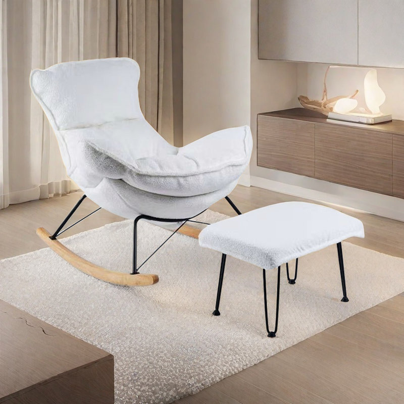 Chaise berçante simple, simple, moderne et décontractée, Blanc cassé