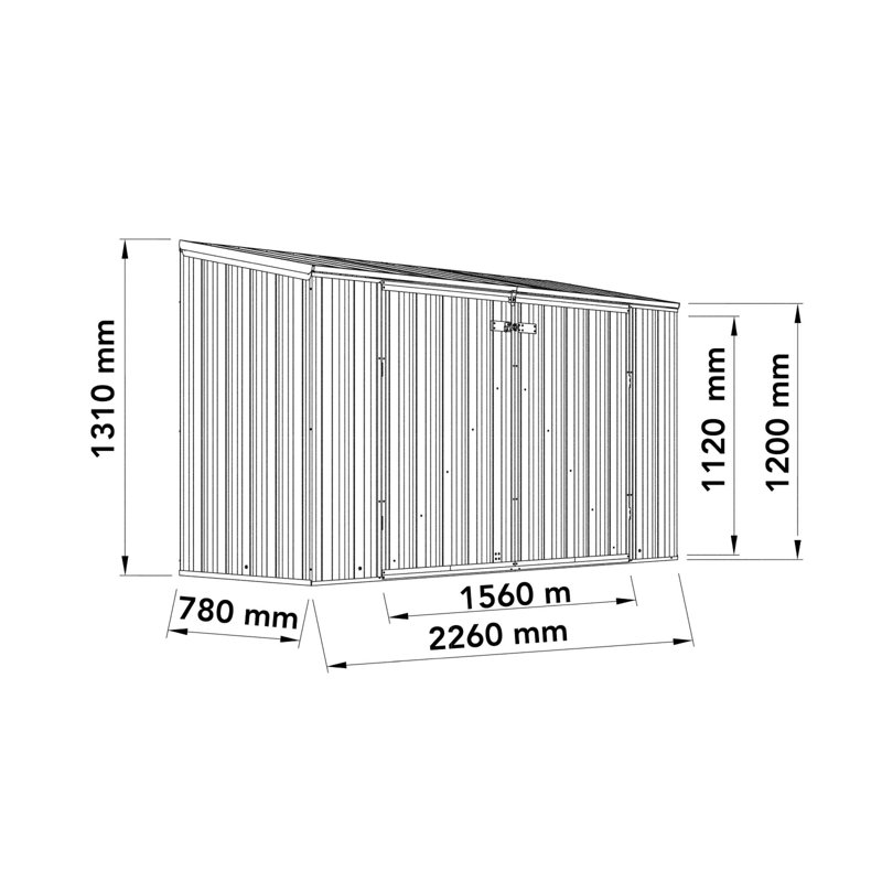 7 ft. W x 3 ft. D Metal Pent Garden Shed, Green