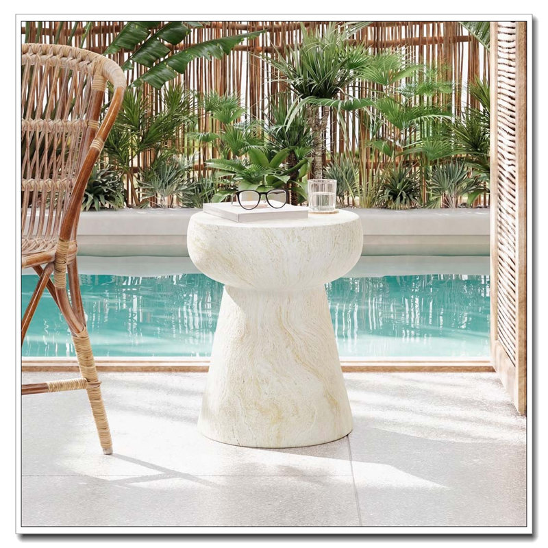 Table d'extérieur en béton pour l'extérieur, Beige, jaune en forme de champignon