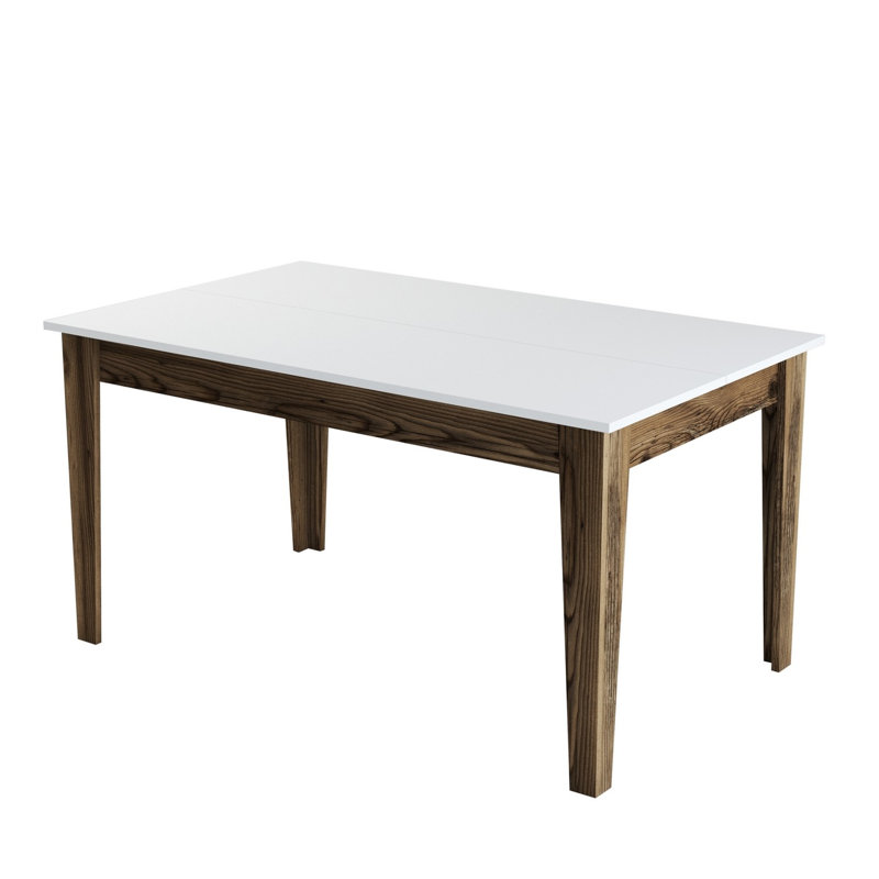 Ferro Beech Dining Table, White, Walnut