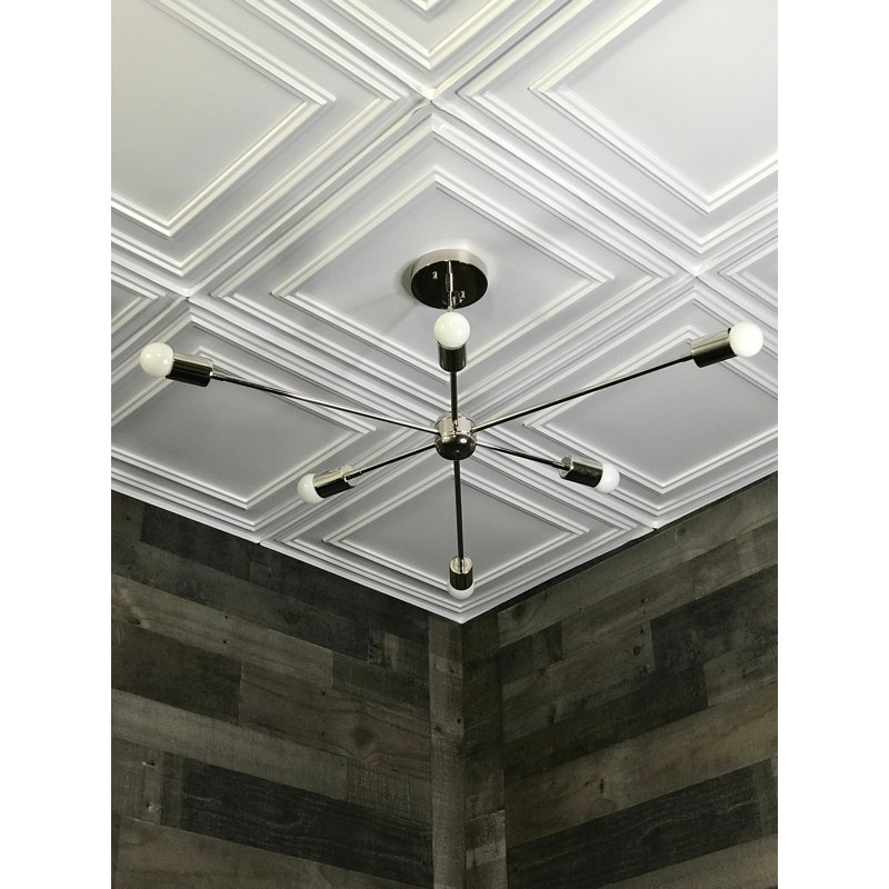 Grand lustre moderne Griggsville, Nickel poli