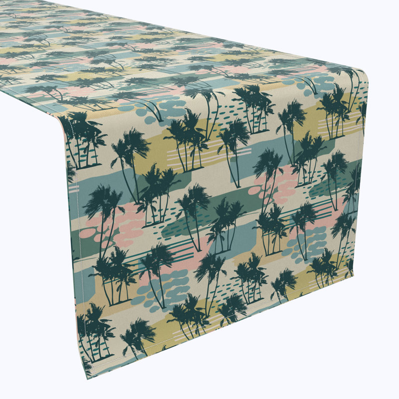 Table Runner, 100% Cotton, 16X108", Island Illustration, 108" L x 16" W