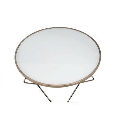 Table basse 1pc avec cadre à finition champagne et plateau en verre givré de style Mid-Century