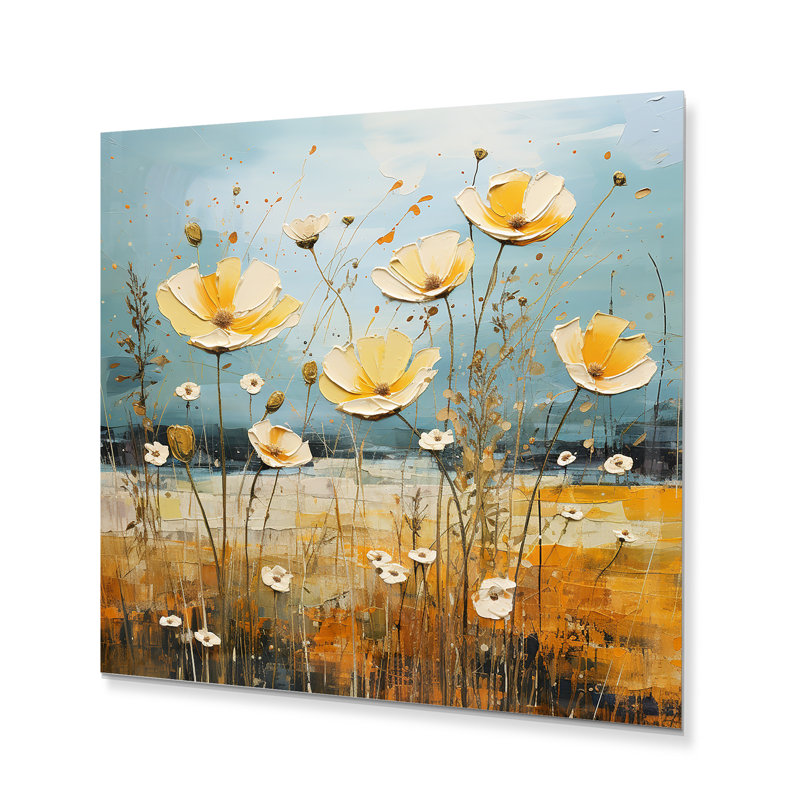 Jaune Buttercups Buttercup Meadow - décoration murale florale en métal, H 16 po x l 16 po x P 1 po