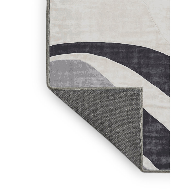 Tapis gris soyeux et moelleux, Rond 4 pi