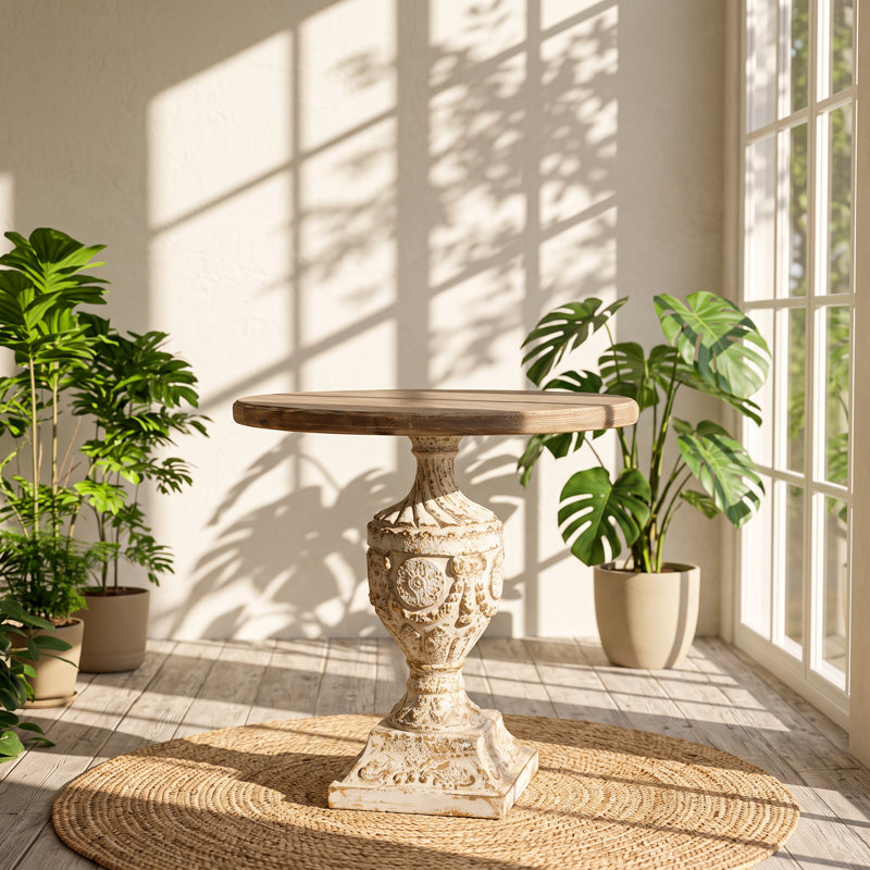 Table d'appoint ronde en bois de sapin l 30 po x P 30 po x H 31,1 po Evergreen Decor