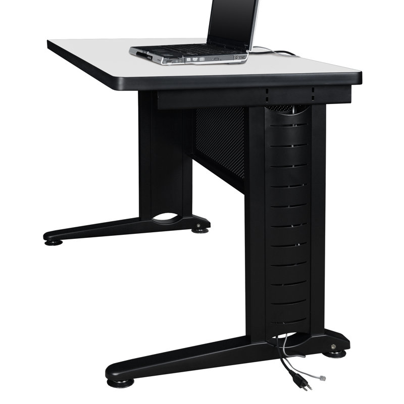 Fusion U Shaped Desk with Double Pedestal Drawer Unit, White/Black, 29" H x 66" W x 102" D