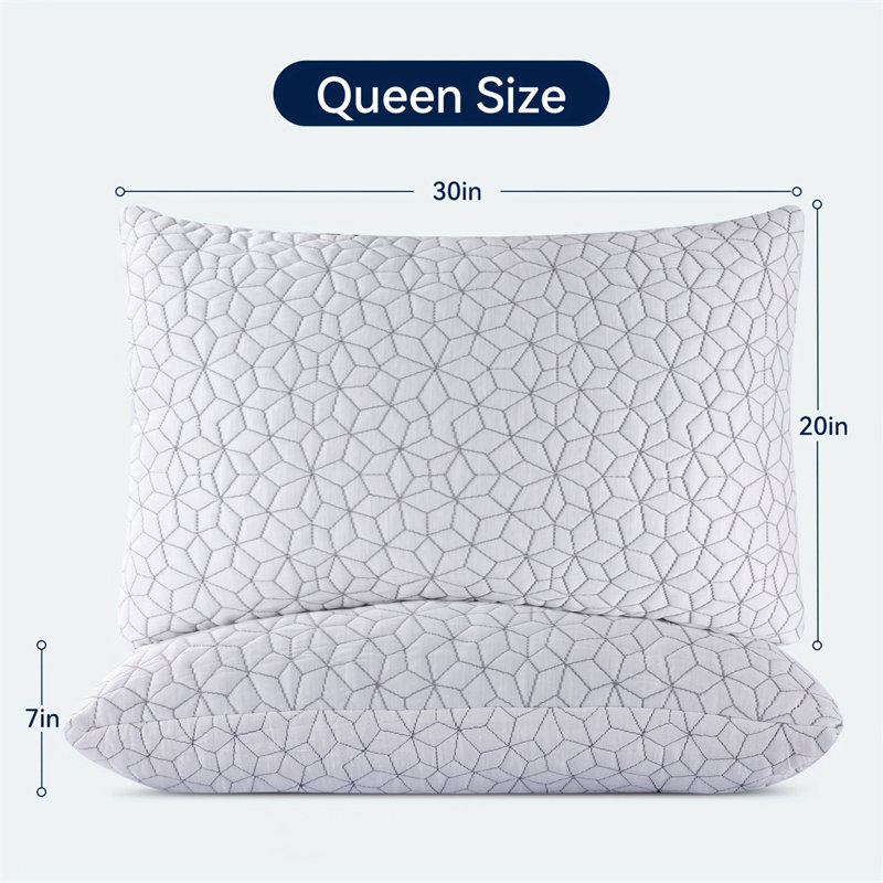 King Size White Cooling Gel Memory Foam Pillows Set of 2
