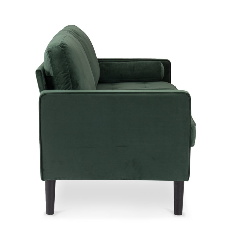 Baity Cushioned Loveseat Sofa, 2, Velvet Bottle Green