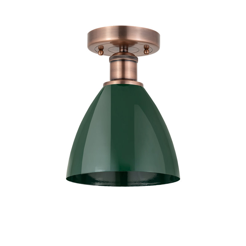Plafonnier semi-encastré Amylee, Vert, H 9,63 po x l 7,5 po x P 7,5 po, Cuivre antique