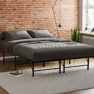 Structure de support pour très grand lit en métal, fabrication, sans sommier, noir, excellent soutien, base de rangement disponible, rangement spacieux, assemblage rapide