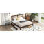 King Size Bed with Rattan Headboard, Two Storage Drawers, Rubber Wood Bed with Enhanced  Support Slats and Feet,Espresso