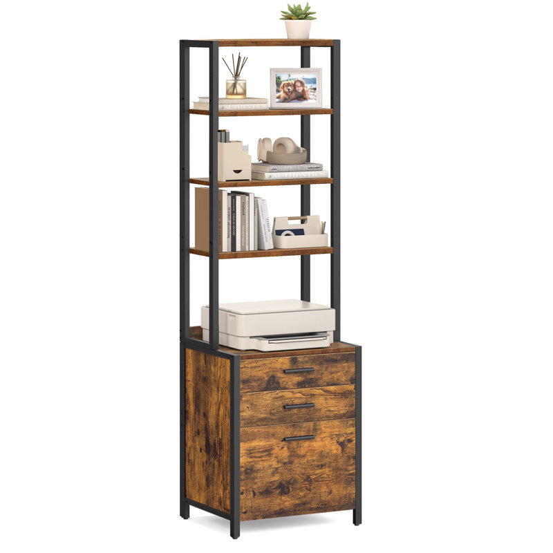 Filing Cabinet With Height-adjustable Open Shelves, Brown