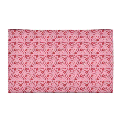 Tapis rose/rouge fait main géométrique