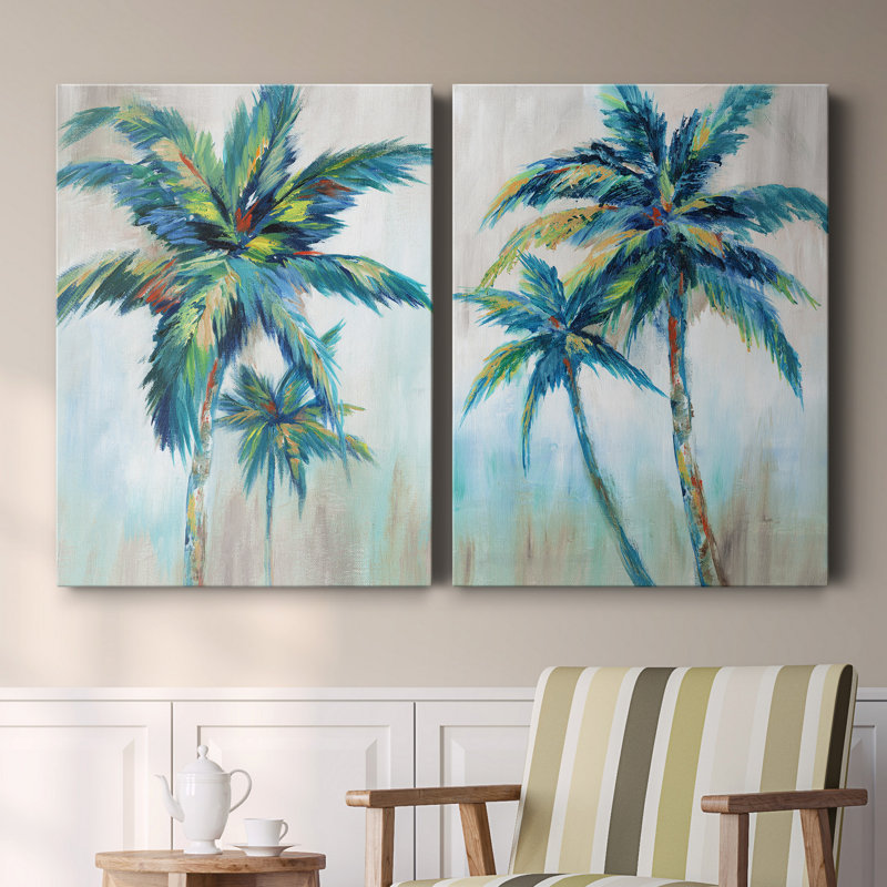 " Bright Breeze I " 2 - Pieces, 32" H x 48" W x 1" D, Wrapped Canvas, No Mat