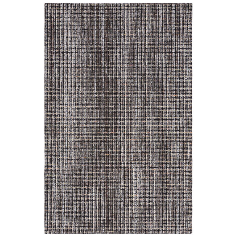 Natko Abstract Hand Tufted Wool/Cotton Striped Rug in Black/Brown, Rectangle 5' x 8'