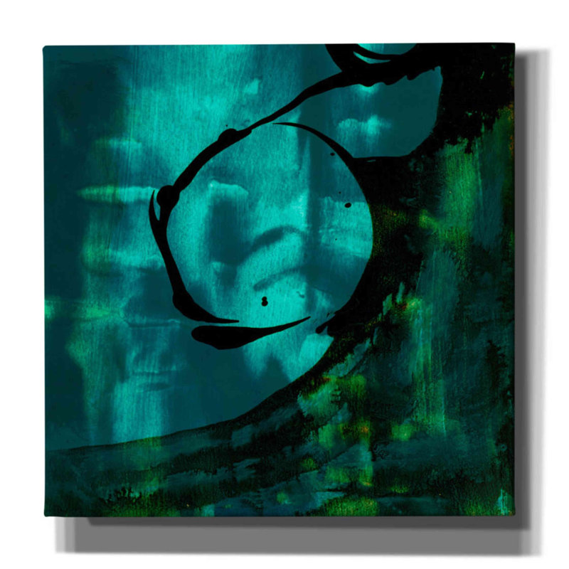 «Turquoise Element III» par Sisa Jasper, art mural sur toile, H 12 po x l 12 po x P 0,75 po