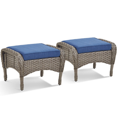 Repose-pieds d'extérieur en osier avec coussin Gaetanino