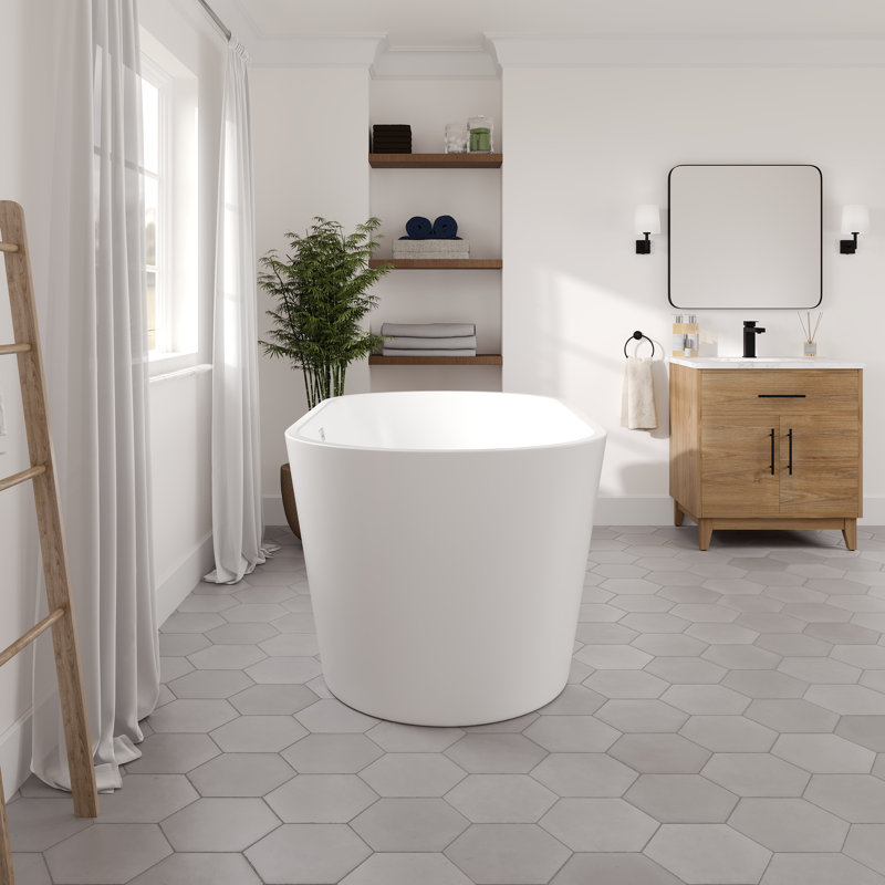 Baignoire autoportante ovale en acrylique blanc brillant 60 po Eviva Aura