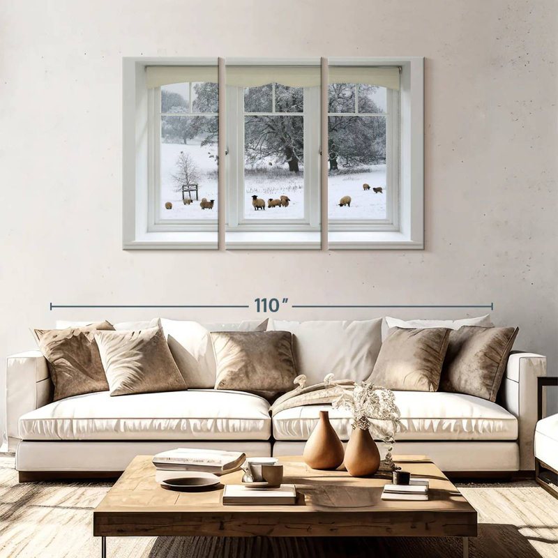 Lilie Winter Sheep Window View, 48" H x 74" W
