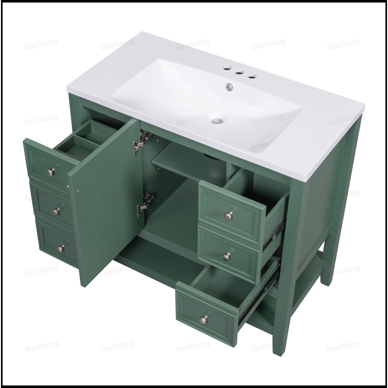 Meuble-lavabo 36 po avec trois tiroirs, Vert