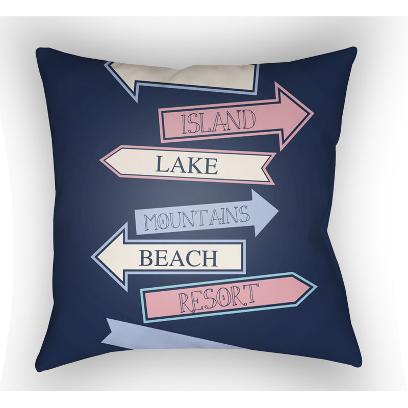 Carolina Coastal Blue/Pink Throw Pillow, 22" H  x 22" W x 5" D