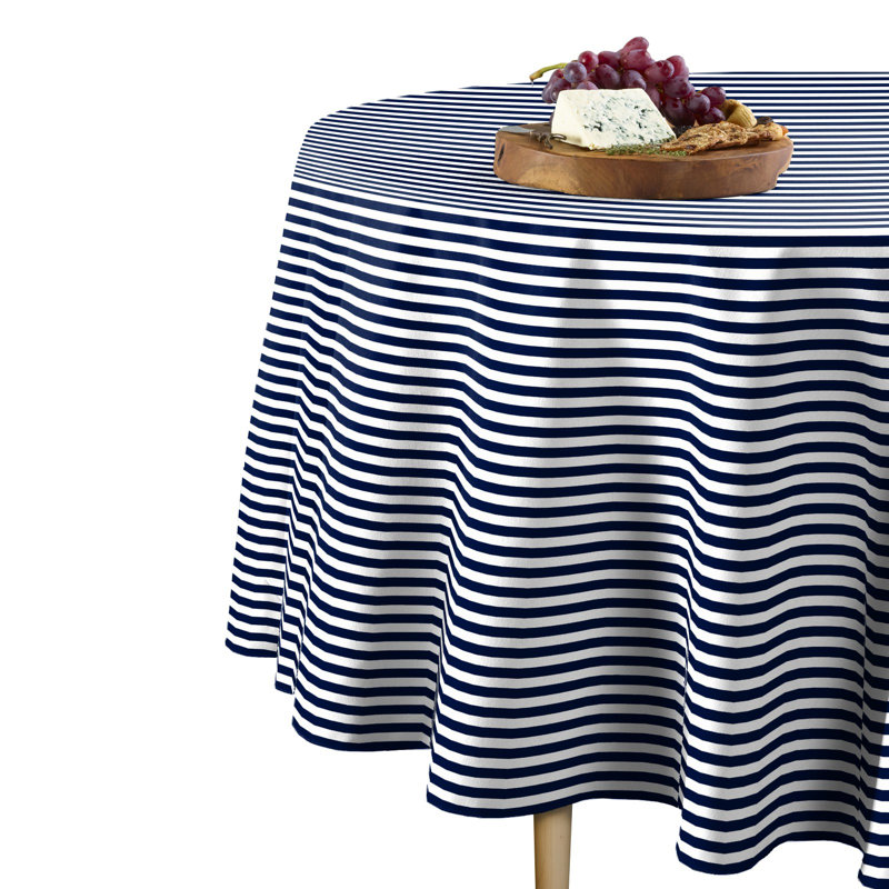 Haileybury Stripes Tablecloth, Blue, 84" Round