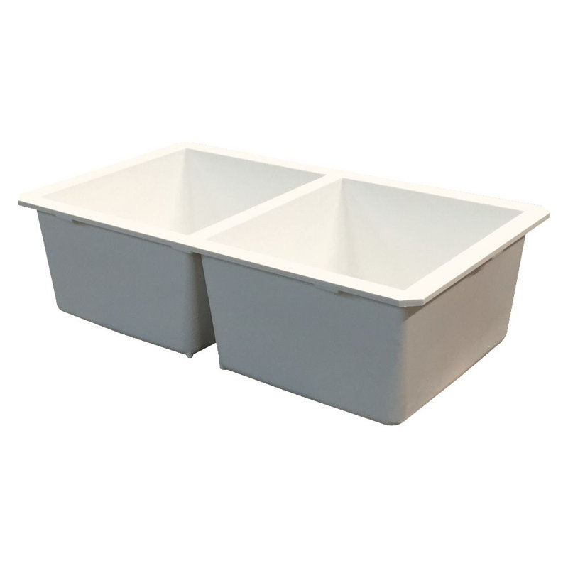 Radius 31.75'' L Double Bowl Kitchen Sink, White