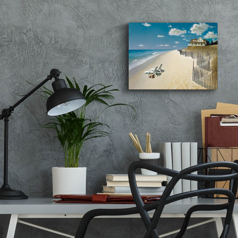 «Beach House View» par Zhen-Huan Lu, art mural en verre acrylique, H 12 po x l 16 po x P 0,13 po