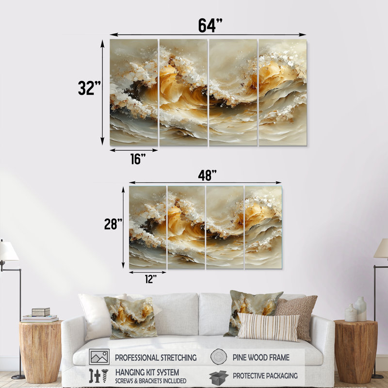Hawley - art mural transitionnel - art mural moderne pour le salon, H 28 po x l 48 po, 4