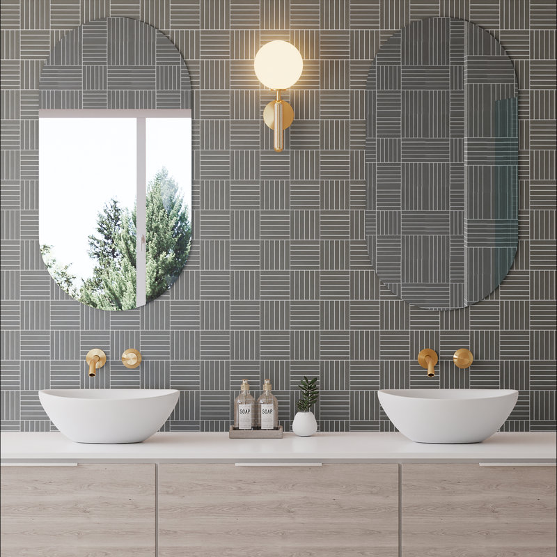 Sahara 0.5" x 4" Porcelain Linear Mosaic Tile, Dark