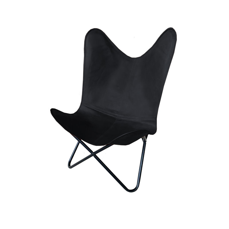 Chaise papillon, Cuir véritable noir