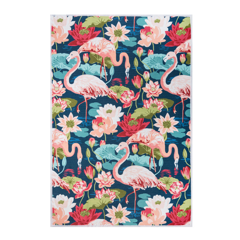 Torchon 100% coton Flamingo Lagoon