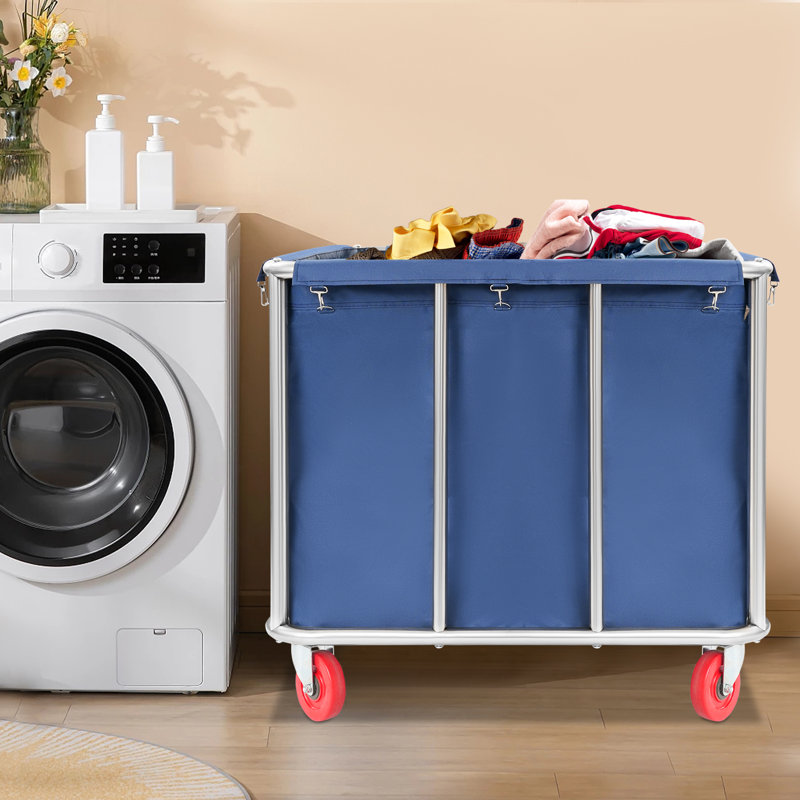 35.43X25.6X31.5” Commercial Laundry Cart With Wheels, Blue
