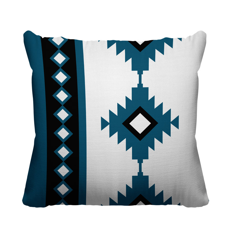 Coussin intérieur / extérieur Carlos Southwestern, L 17 po x H 17 po, Turquoise