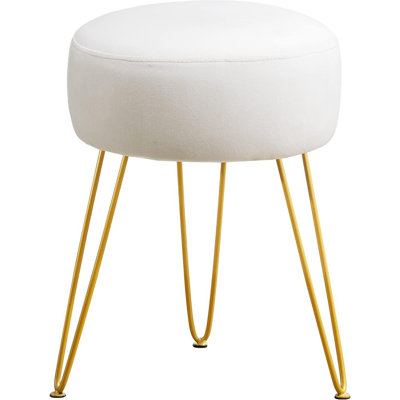 Tabouret de coiffeuse, tabourets de coiffeuse blancs pour la salle de maquillage, tabouret de repose-pieds rond et repose-pieds en velours pour meuble-lavabo, chambre à coucher, salon, entrée, bureaux