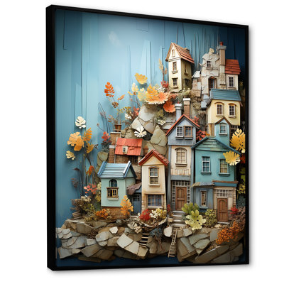 «Fishing Village Modern Collage III - Coastal Windows», art mural
