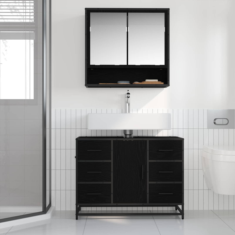 Bathroom Storage Furniture Set, Black Oak