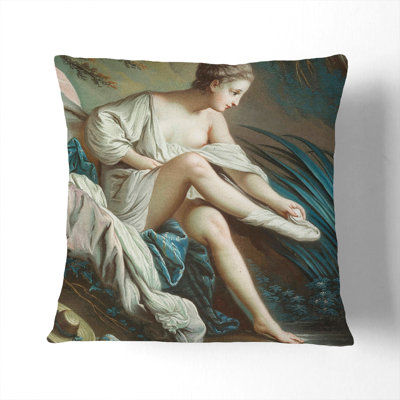 Nymph Bathing Square Throw Cushion