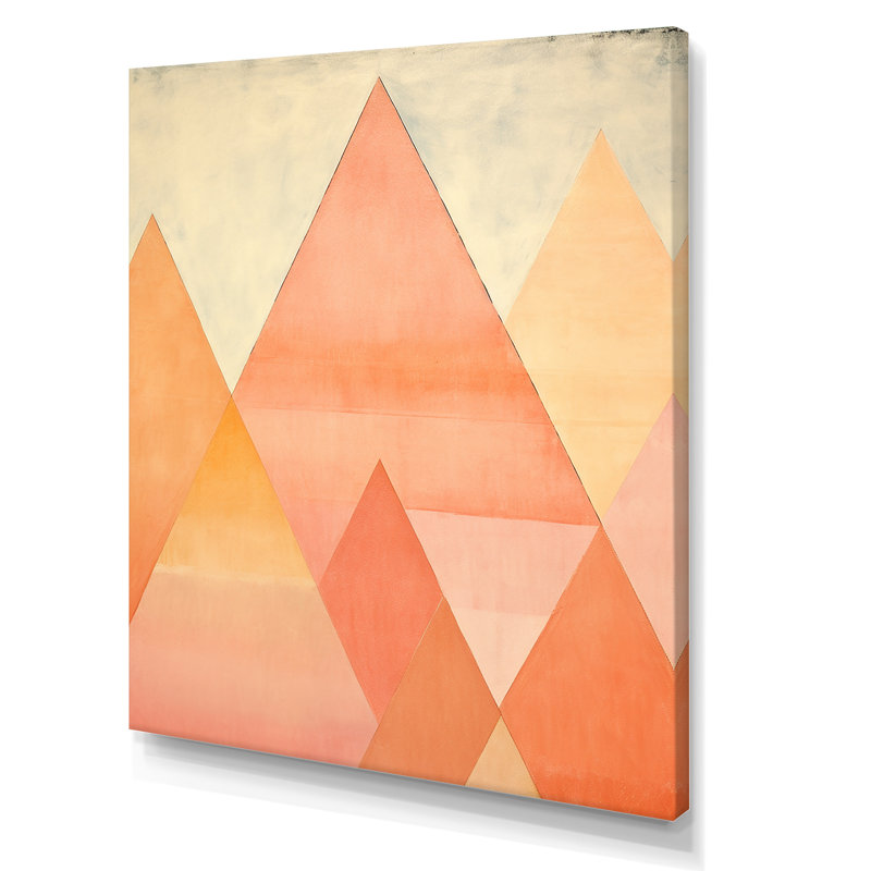 «Peachy Pyramids Shapes» sur toile, Toile tendue, H 20 po x l 12 po x P 1 po