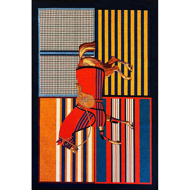 Tapis tissé multicolore à motif de chevaux modernes, Rectangle 3 pi 4 po x 5 pi