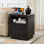 Table de chevet noire avec profil courbé épaissi, table de chevet moderne de 20 po avec station de charge, table de chevet avec poignée en métal pour la chambre à coucher-850599184