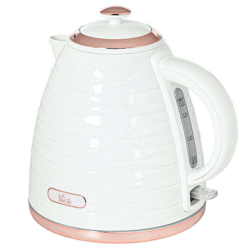 HOMCOM 1.7L Electric Tea Kettle, Cream