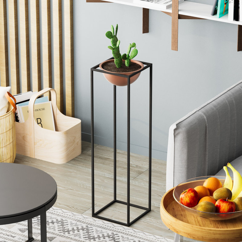 Pot décoratif Becontree Elegant, noir et cuivre, 10,2 po x 31,5 po x 10,2 po | Fabrication 100% métal, poids: 4,0 lb | Aucune installation requise, parfait pour une utilisation intérieure et extérieure, décoration élégante et durable