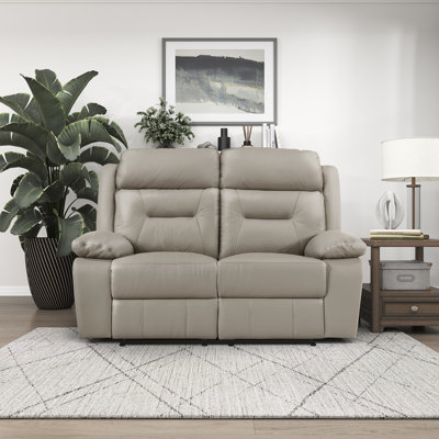 Sitz 62.5'' Leather Match Pillow Top Arms Manual Double Reclining Loveseat