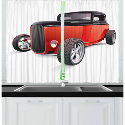 Cars 2 Piece Kitchen Curtain