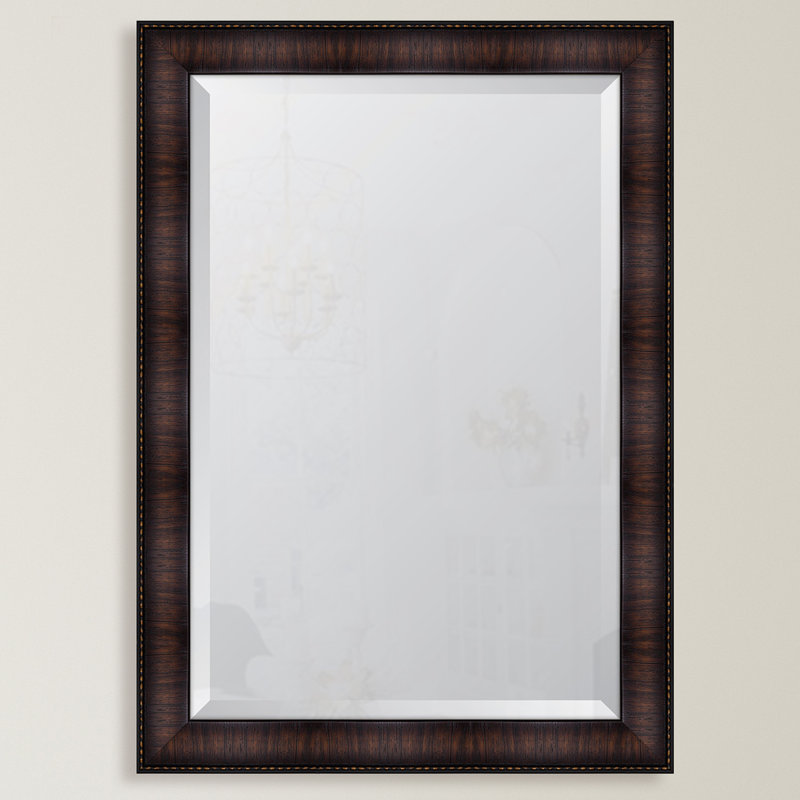 Miroir mural à cadre en résine, Noyer, H 42 po x l 30 po